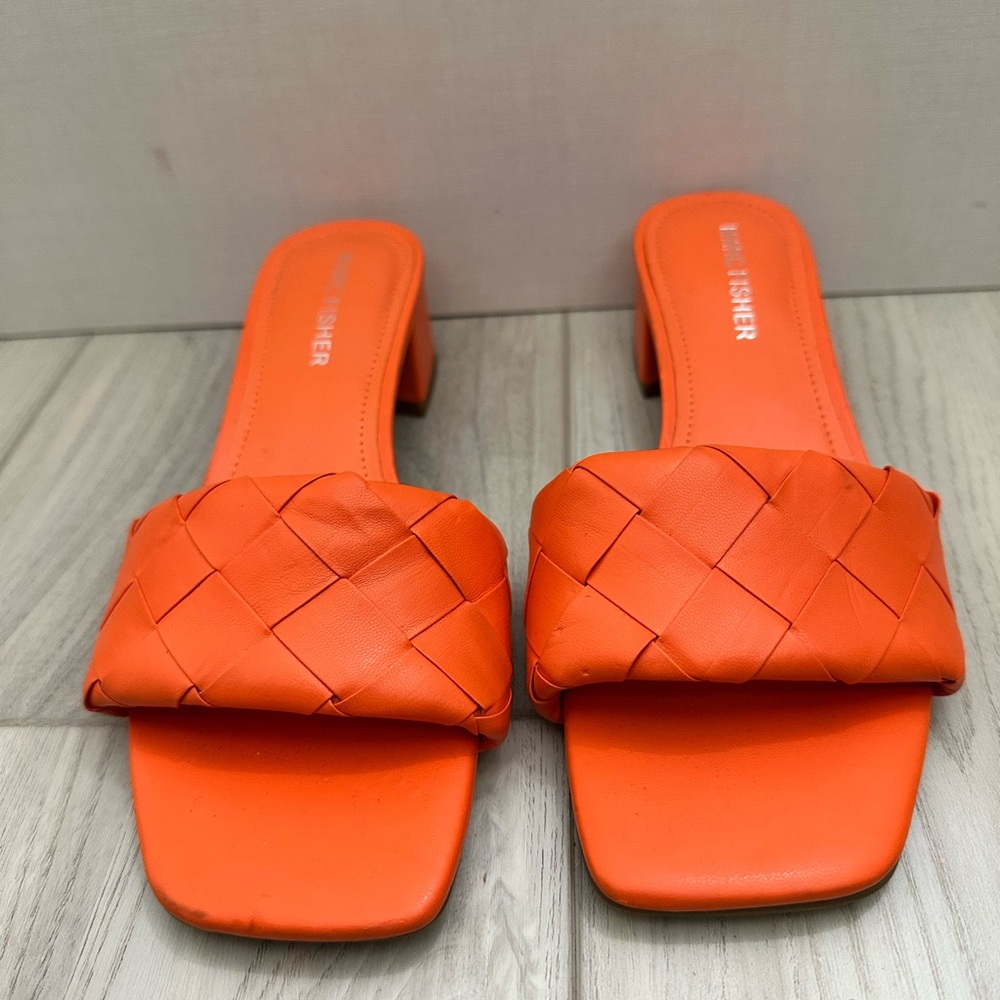Marc Fisher Orange Woven Slide Sandals